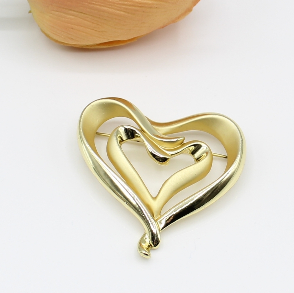 Vintage double heart brooch